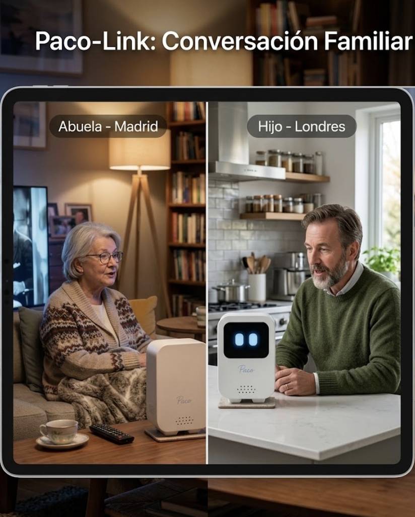 La abuela en Madrid y su hijo en Londres, cada uno con su Paco en la mesa, hablando de casa a casa
